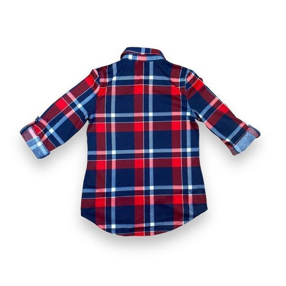 Polly & Ester Red Plaid Flannel Fitted Shirt Sz M - Picture 7 of 11
